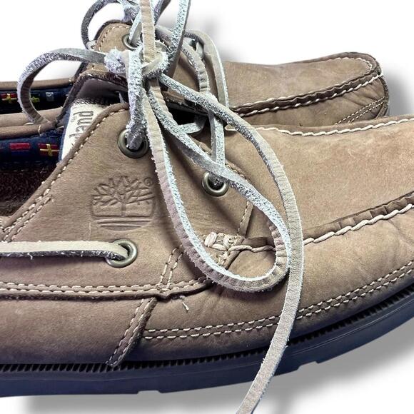 Timberland Boat Shoes Mens 10.5M Leather Tan Brown Rubber Sole 5229R - Picture 3 of 11